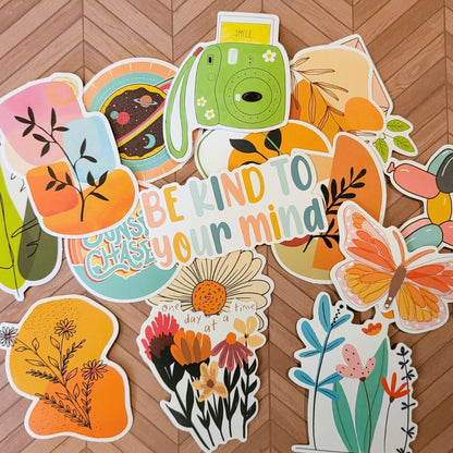 Colorful Boho Florals Variety Stickers - Durable, Waterproof, Vinyl - Set of 10 or 20 - Craft Supplies, Scrapbook Ephemera, Card Embellishments - 31 Rubies Designs