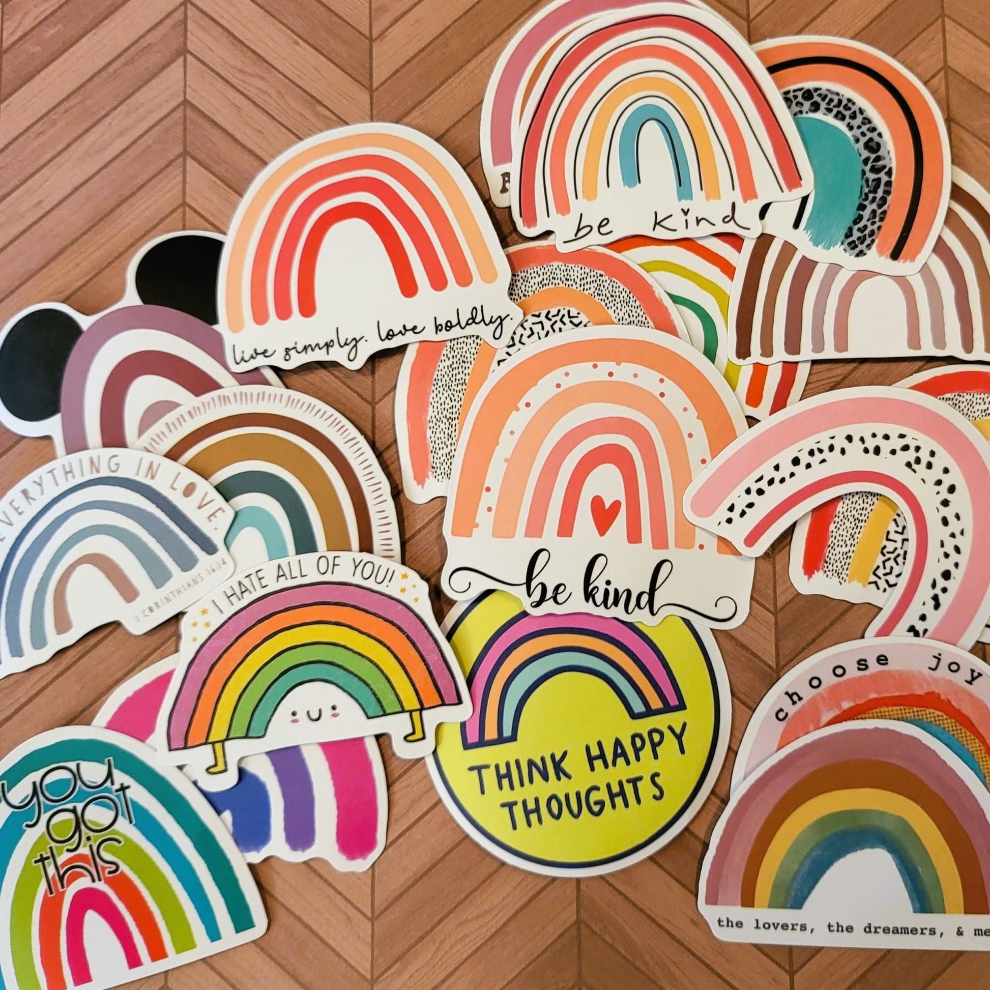 Colorful Rainbows, Positivity Variety Stickers - Durable, Waterproof, Vinyl - Set of 10 or 20 - Craft Supplies, Scrapbook Ephemera, Card Embellishments - 31 Rubies Designs