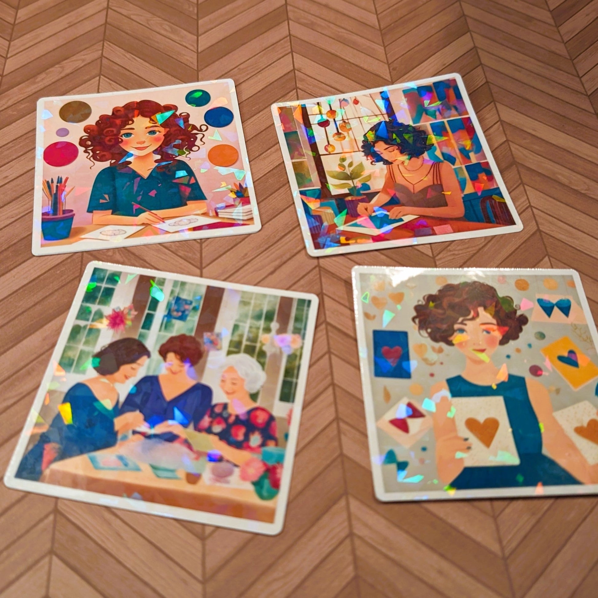 Crafty Ladies Stickers, Holographic - Durable, Waterproof, Vinyl - Craft Supplies, Scrapbook Ephemera, Embellishments - 31 Rubies Designs