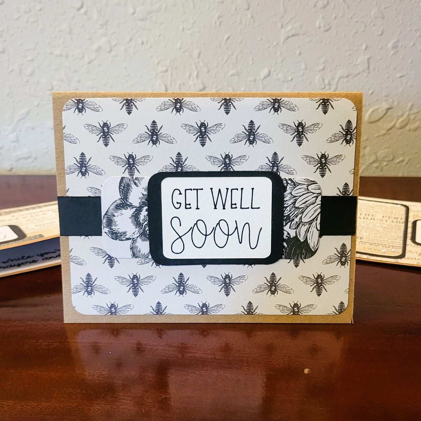 Get Well Soon, Farmhouse Bees & Flowers - Be Well Collection - Handmade Greeting Card - 31 Rubies Designs