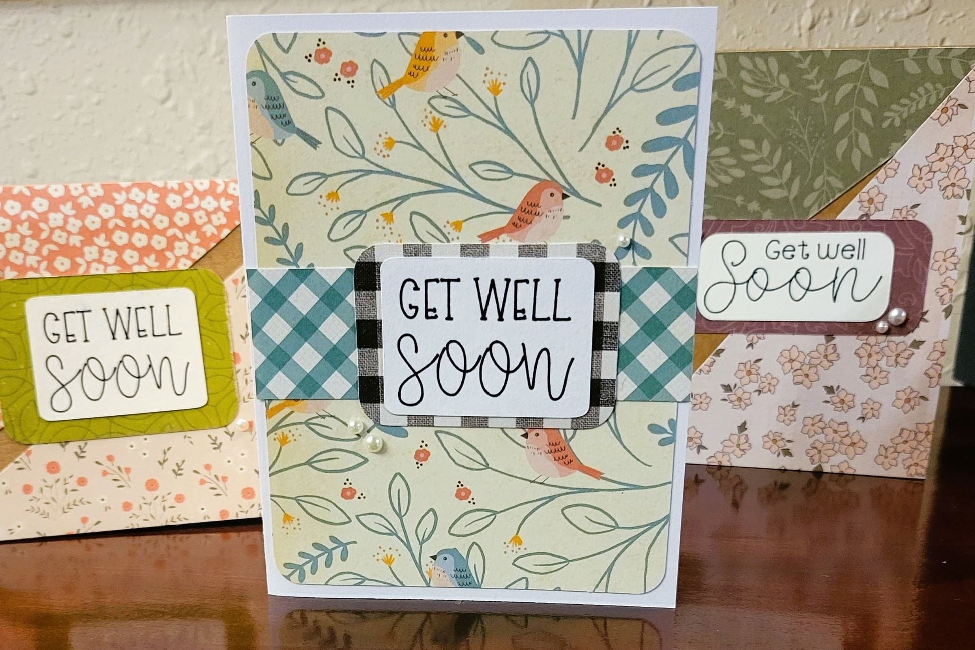 Get Well Soon, Plaids & Birdies v2 - Be Well Collection - Handmade Greeting Card - 31 Rubies Designs