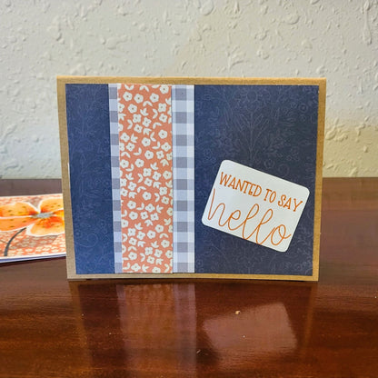 Handmade Greeting Card - Hello, Navy & Coral - Just Because Collection - A2 size - 31 Rubies Designs