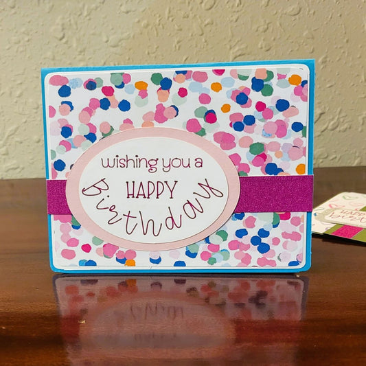 Handmade Greeting Card - Jewel Polka Dots - Happy Birthday Collection - A2 size - 31 Rubies Designs