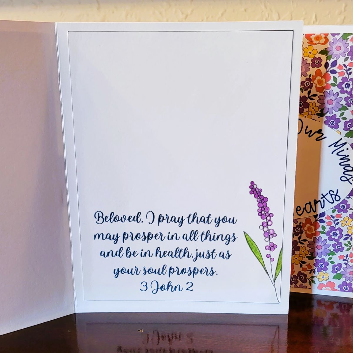 Handmade Greeting Card - Purple Floral - In Our Minds & Hearts Collection - A2 size - 31 Rubies Designs