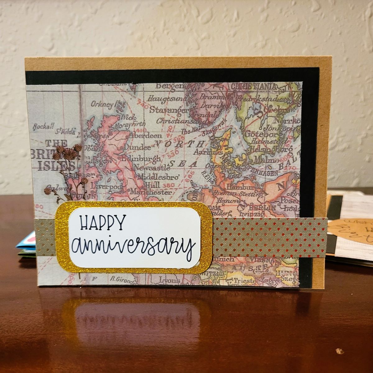 Handmade Greeting Card - Vintage Maps British Isles - Anniversary & Wedding Collection - A2 size - 31 Rubies Designs
