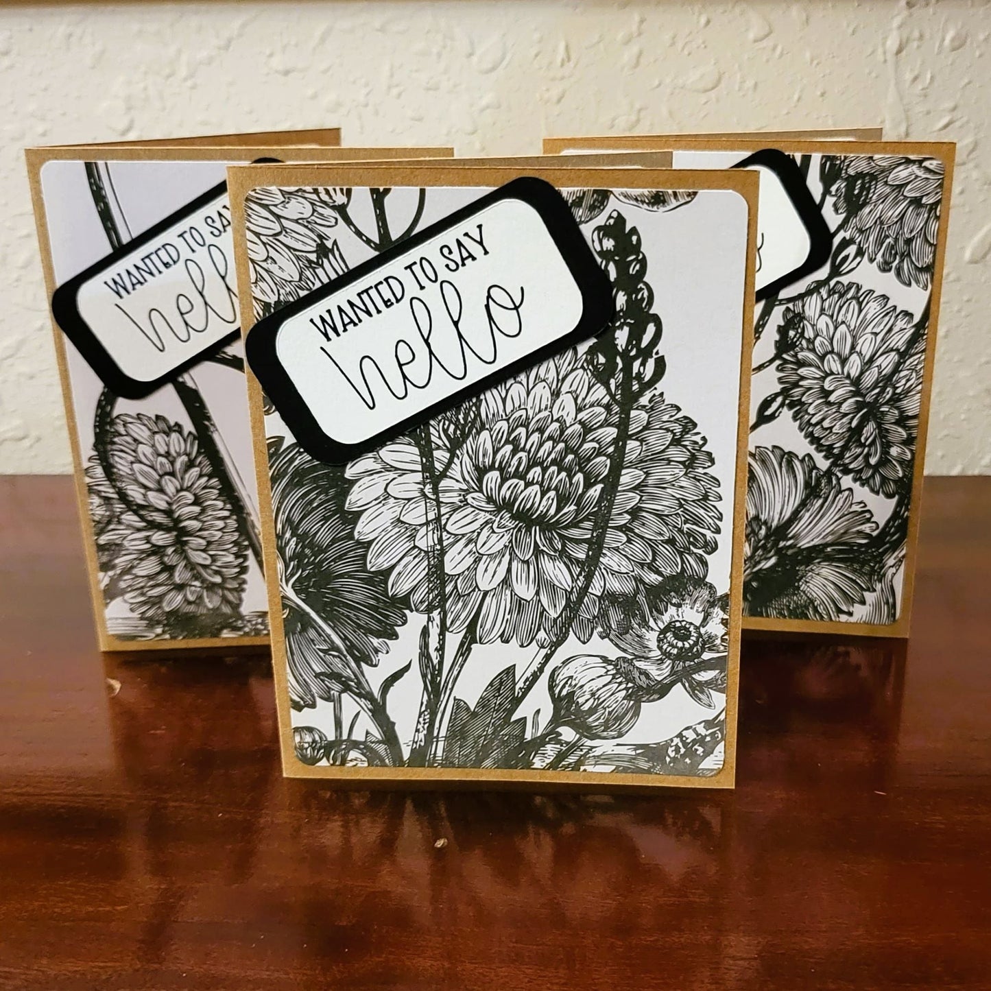 Hello, Black Florals - Just Because Collection - Handmade Greeting Card - 31 Rubies Designs