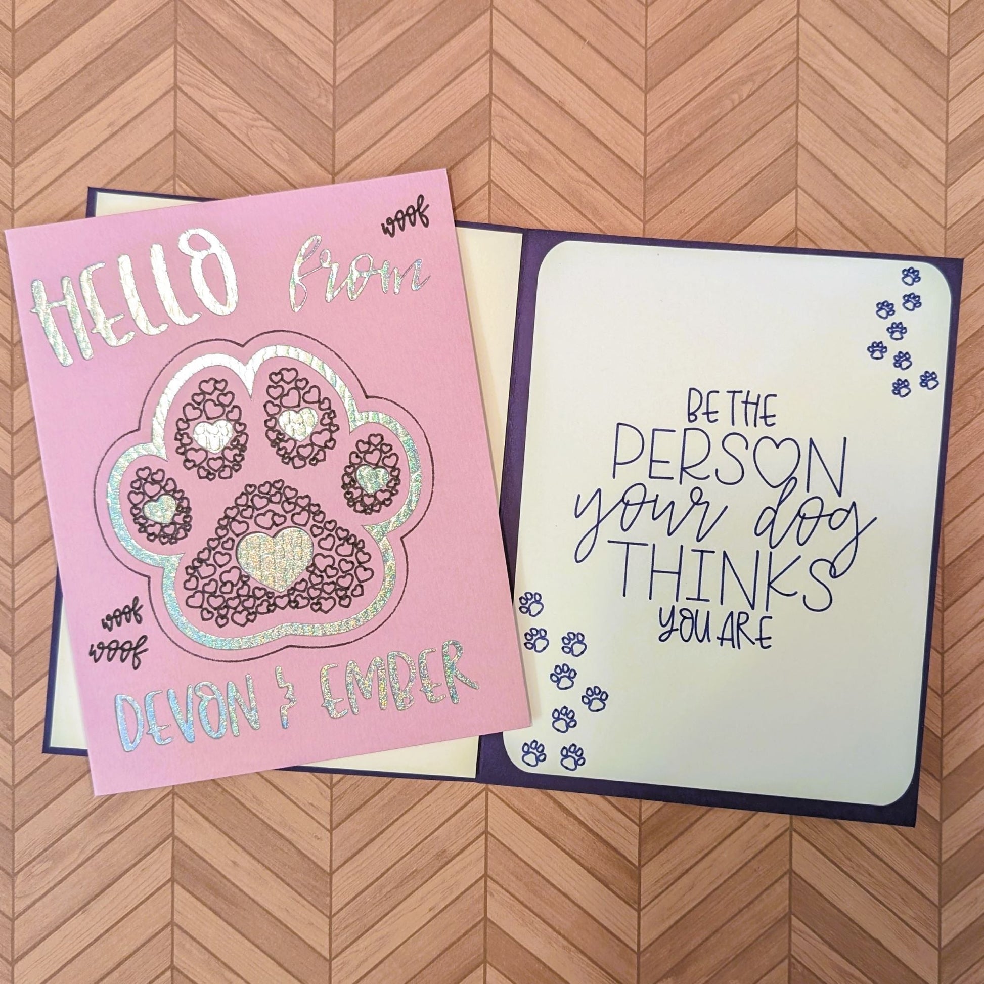 "Hello from Lauren & Remy" Custom Pet Cards - Handmade, Made-to-Order - 31 Rubies Designs