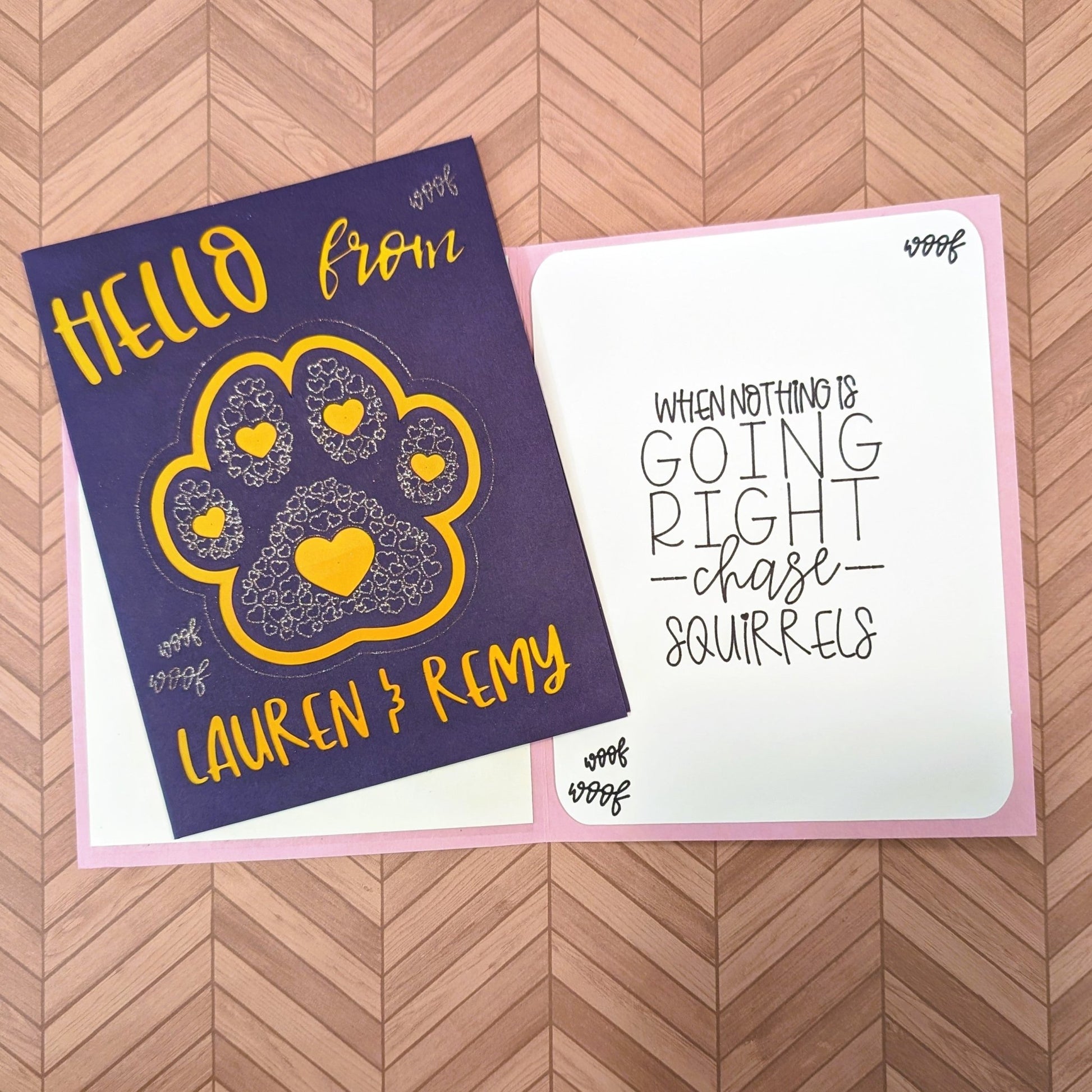 "Hello from Lauren & Remy" Custom Pet Cards - Handmade, Made-to-Order - 31 Rubies Designs