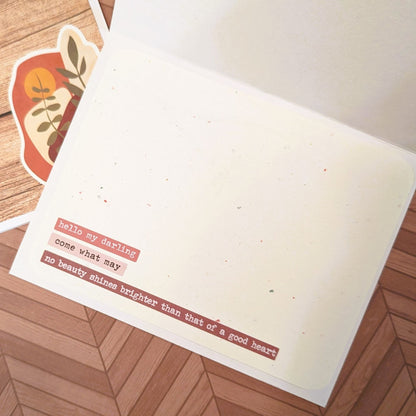 Inspirational Script, Boho Style #1 - Say Hello & Thank You - Handmade Greeting Card - 31 Rubies Designs