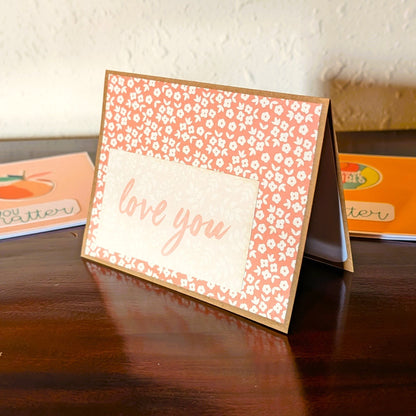 Love You, Coral Floral - Say Hello & Thank You - Handmade Greeting Card - 31 Rubies Designs