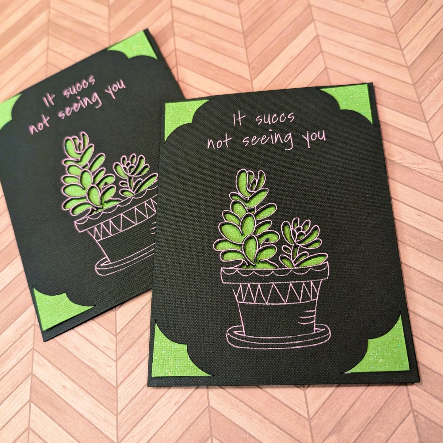 Miss Your Face, Succulents - Say Hello Collection - Handmade Greeting Card - 31 Rubies Designs