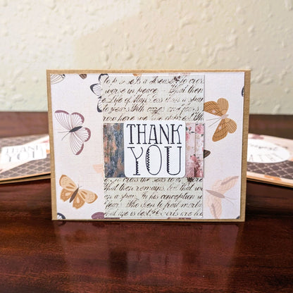 Rustic Butterflies, Thank You - Say Hello Collection - Handmade Greeting Card - 31 Rubies Designs