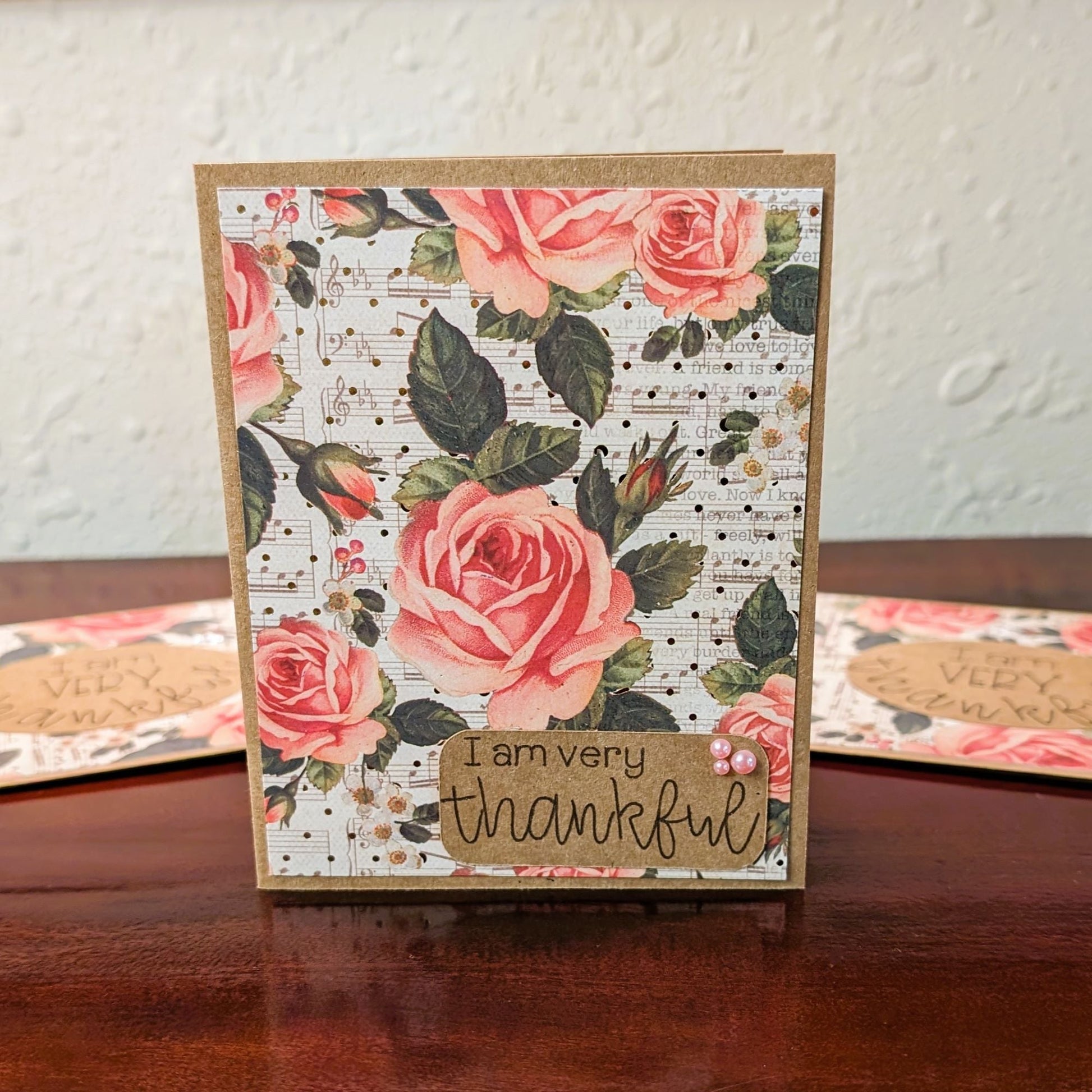 Thank You, Vintage Roses - Say Hello Collection - Handmade Greeting Card - 31 Rubies Designs