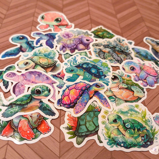 Vibrant Sea Turtle Stickers, Variety - Durable, Waterproof, Vinyl - 10 or 20ct - 31 Rubies Designs