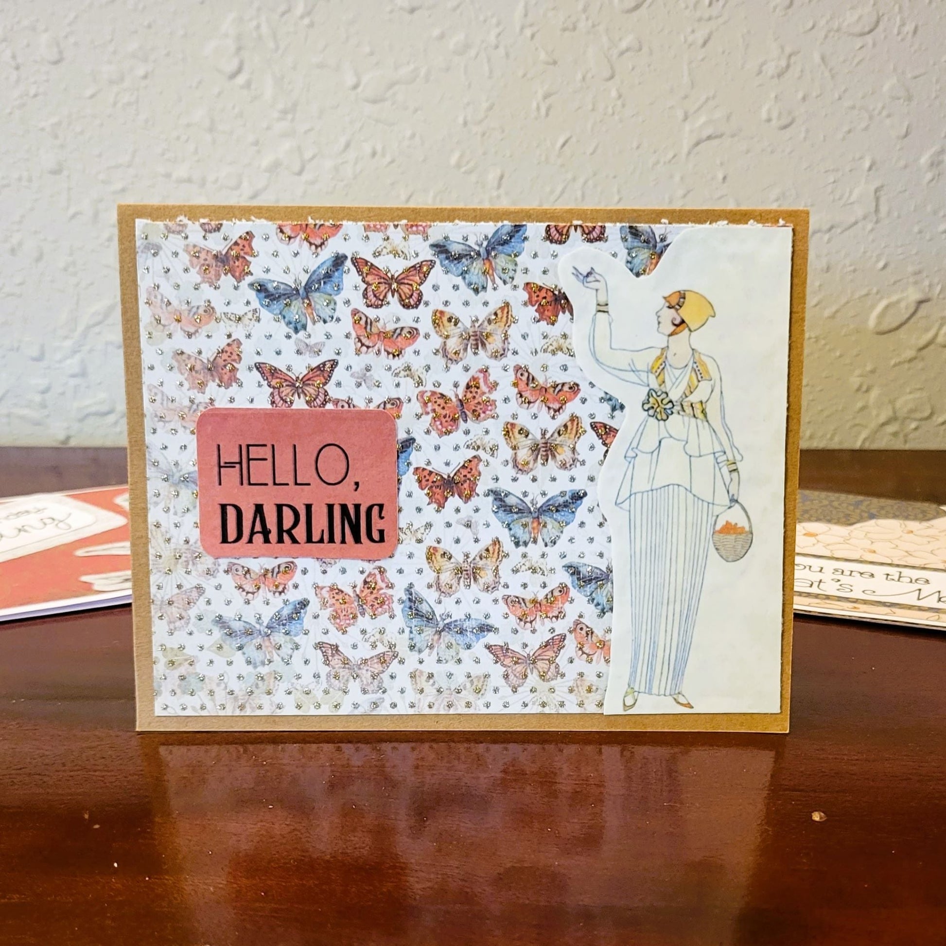 Vintage Ladies, Butterflies - Blank - Vintage-Inspired Collection - Handmade Greeting Card - 31 Rubies Designs