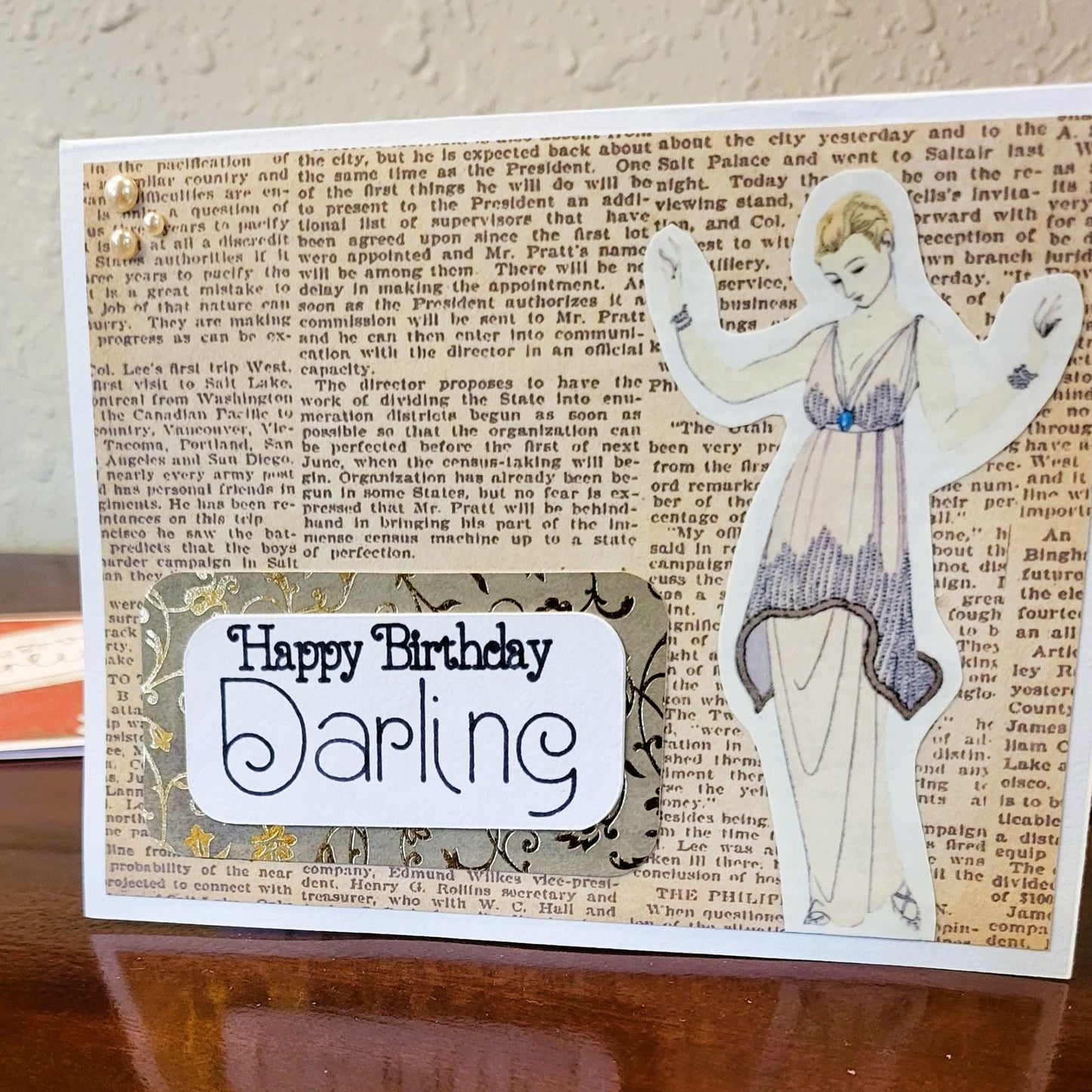 Vintage Ladies, Elegant Lady - Happy Birthday, Vintage-Inspired Collection - Handmade Greeting Card - 31 Rubies Designs