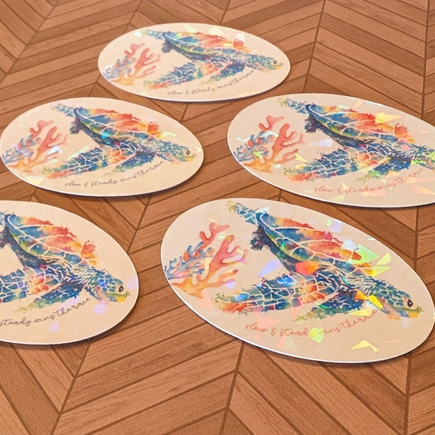 Watercolor Sea Turtle - Holographic Gems - Specialty Sticker, Waterproof Vinyl - 31 Rubies Designs